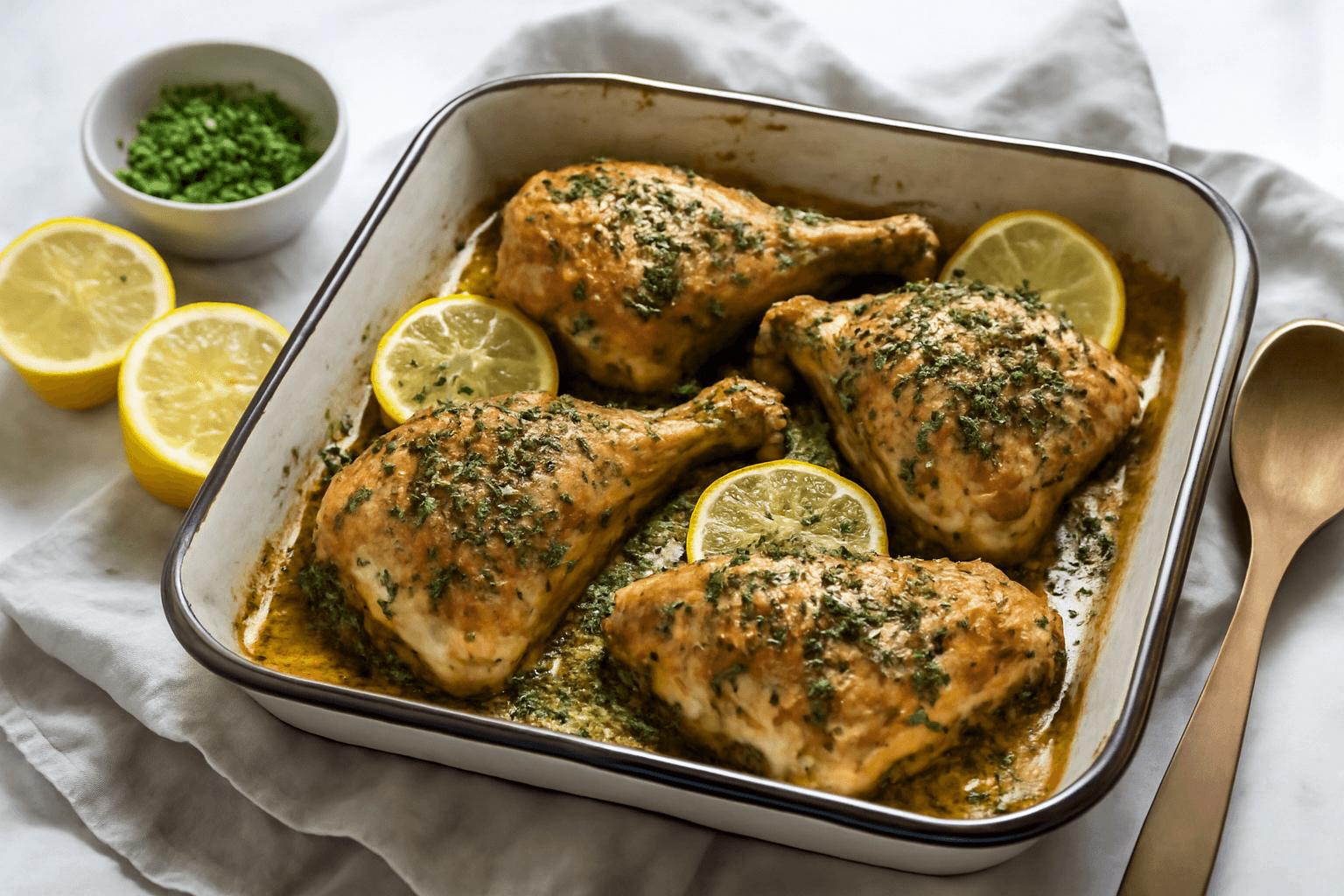 Receta fácil de pollo al horno con hierbas y limón